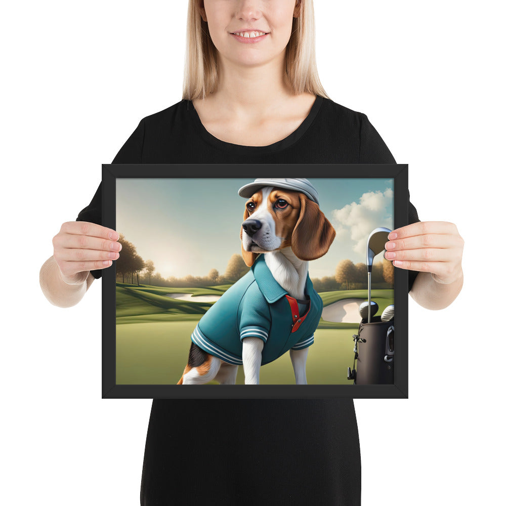 Beagle Golfer- Framed photo paper poster v2