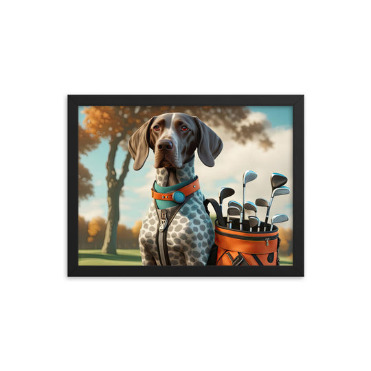 German Shorthaired Pointer Golfer- Framed photo paper poster