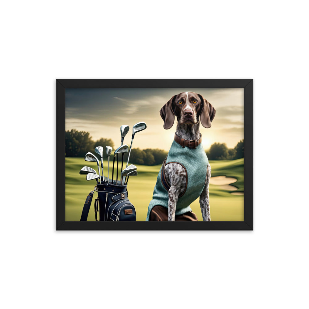 German Shorthaired Pointer Golfer- Framed photo paper poster v2