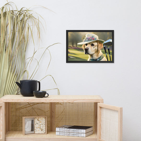 Framed photo paper poster-Labrador Retriever Golfer V5