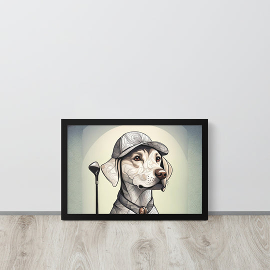 Framed photo paper poster-Labrador Retriever Golfer V22