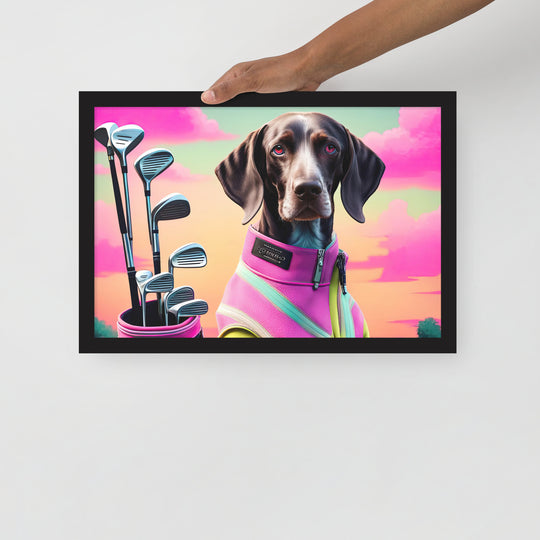 German Shorthaired Pointer Golfer- Framed photo paper poster v3