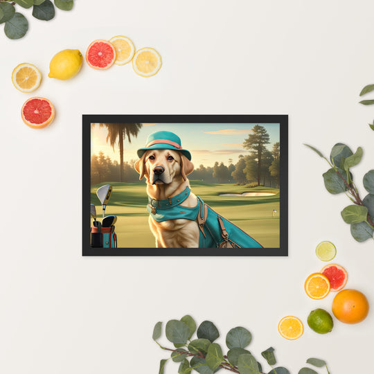 Framed photo paper poster-Labrador Retriever Golfer V12