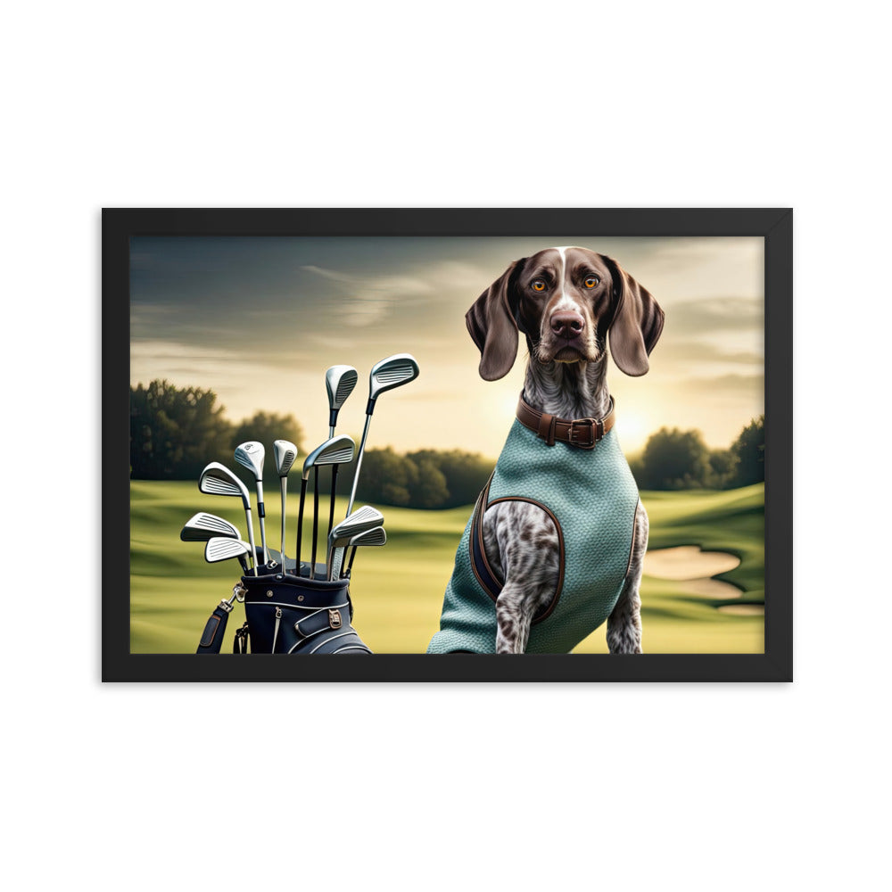 German Shorthaired Pointer Golfer- Framed photo paper poster v2