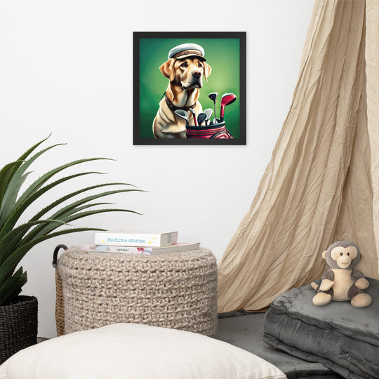 Framed photo paper poster-Labrador Retriever Golfer V3