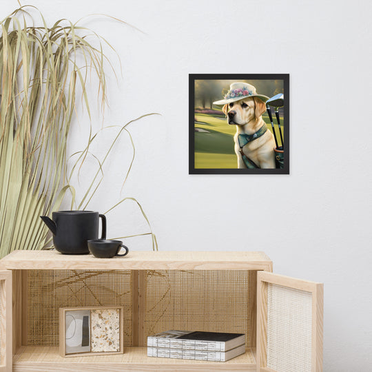 Framed photo paper poster-Labrador Retriever Golfer V5