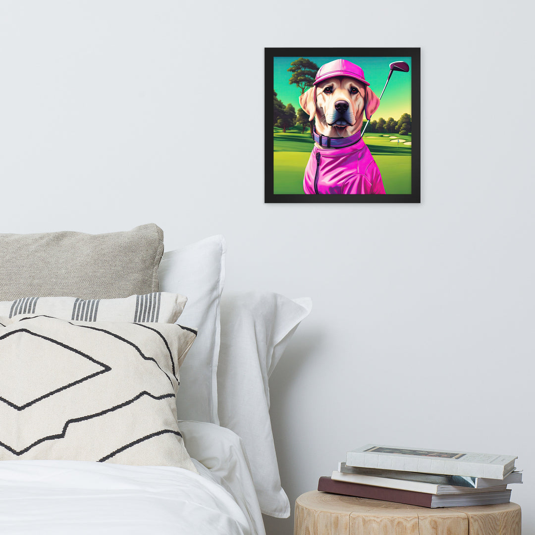 Framed photo paper poster-Labrador Retriever Golfer V16