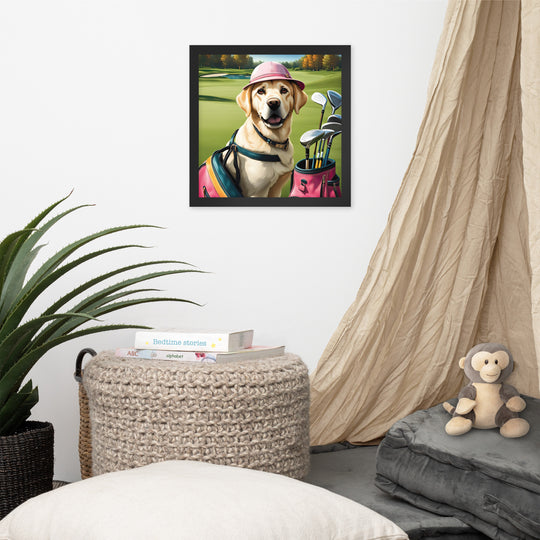 Framed photo paper poster-Labrador Retriever Golfer V19