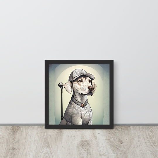 Framed photo paper poster-Labrador Retriever Golfer V22