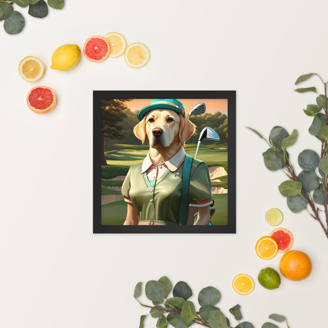 Framed photo paper poster-Labrador Retriever Golfer V14