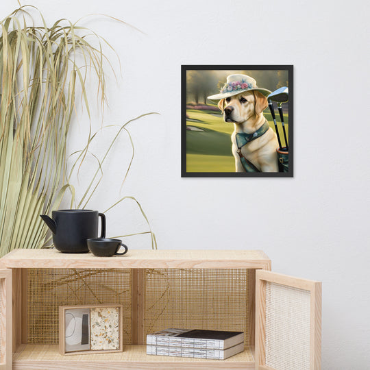 Framed photo paper poster-Labrador Retriever Golfer V5