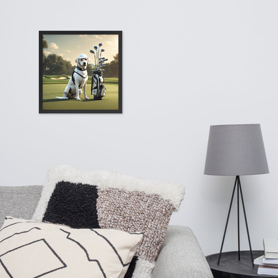 Framed photo paper poster-Labrador Retriever Golfer V6