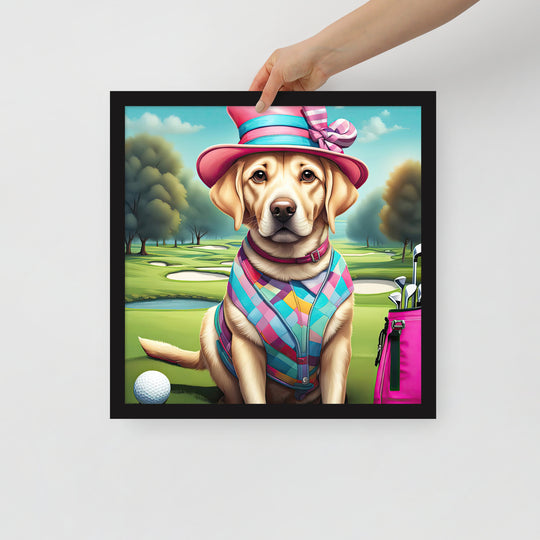 Framed photo paper poster-Labrador Retriever Golfer V9