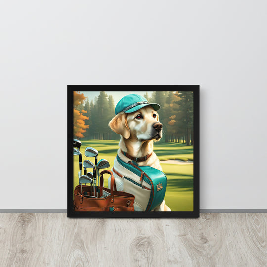 Framed photo paper poster-Labrador Retriever Golfer V10