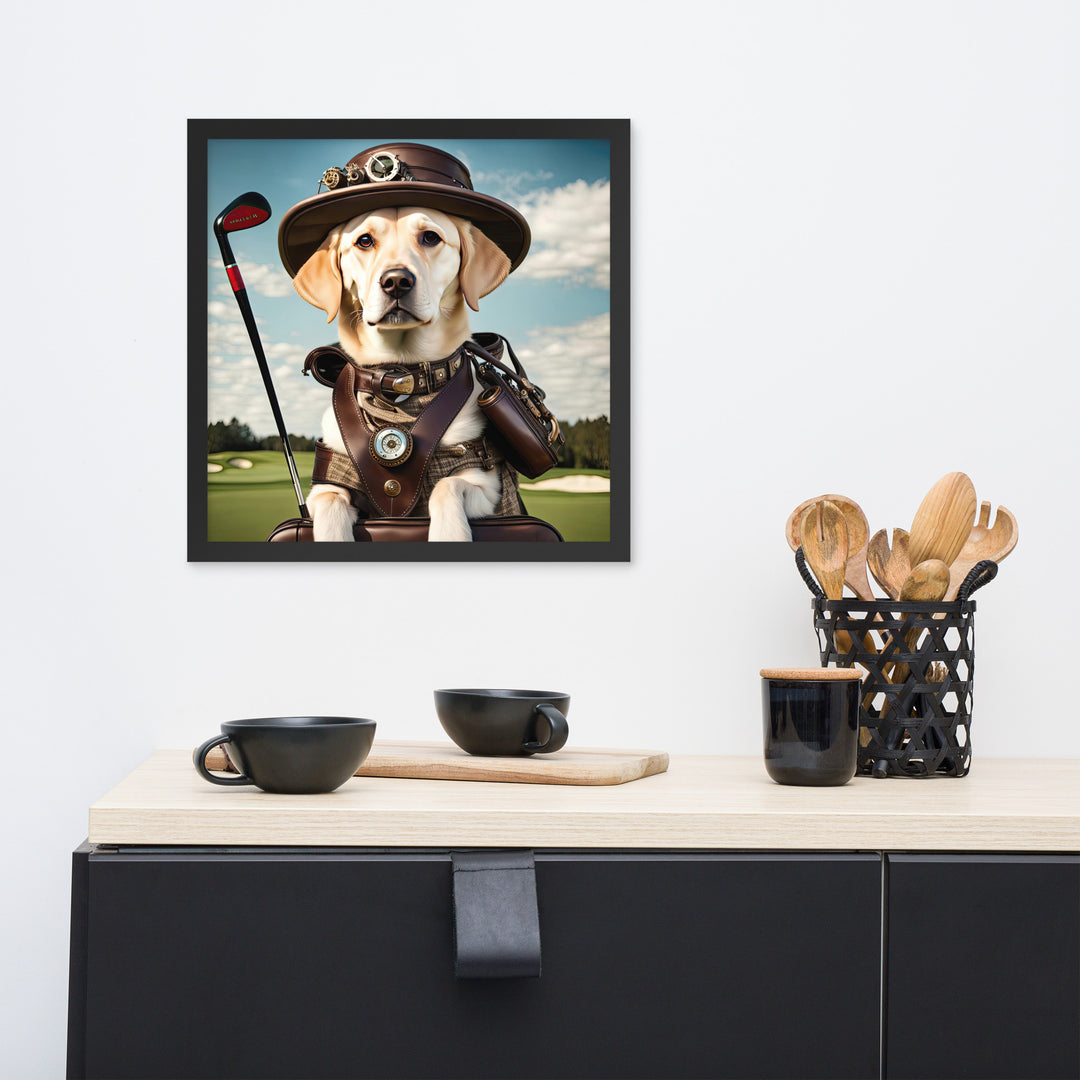 Framed photo paper poster-Labrador Retriever Golfer V20