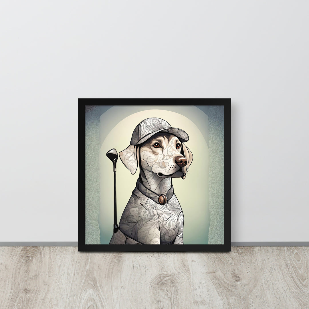 Framed photo paper poster-Labrador Retriever Golfer V22