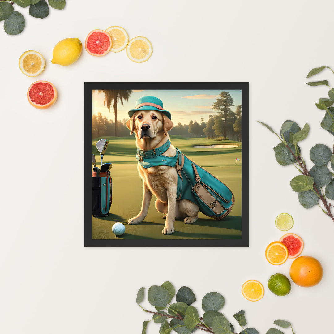 Framed photo paper poster-Labrador Retriever Golfer V12