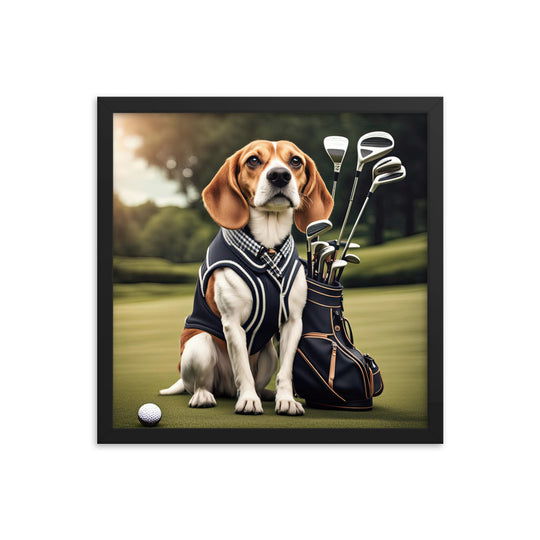 Beagle Golfer- Framed photo paper poster