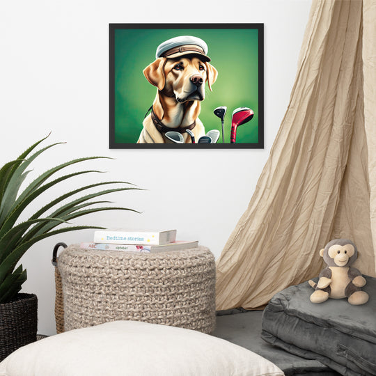 Framed photo paper poster-Labrador Retriever Golfer V3