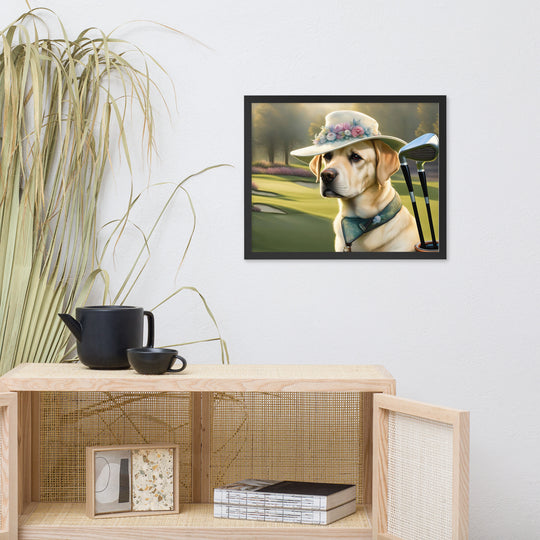 Framed photo paper poster-Labrador Retriever Golfer V5