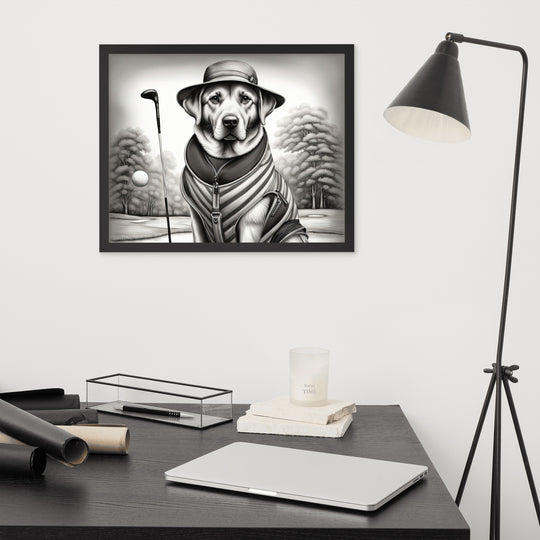 Framed photo paper poster-Labrador Retriever Golfer V7