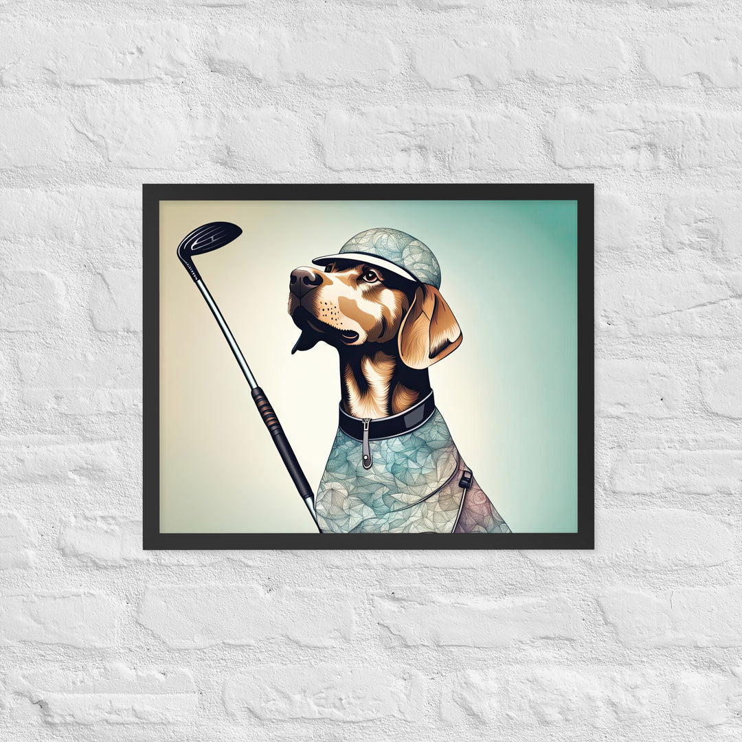 Framed photo paper poster-Labrador Retriever Golfer V8