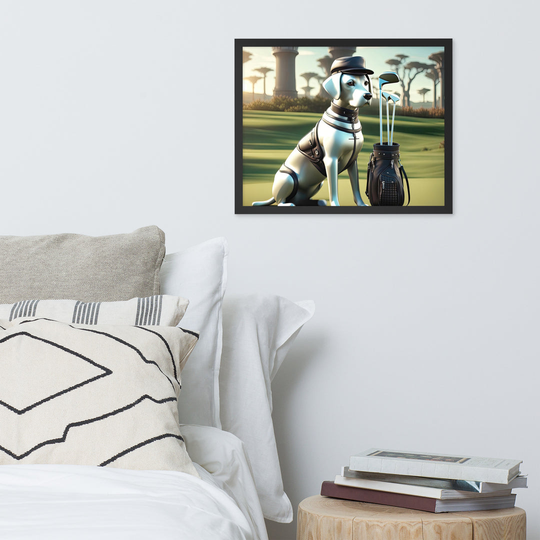 Framed photo paper poster-Labrador Retriever Golfer V18