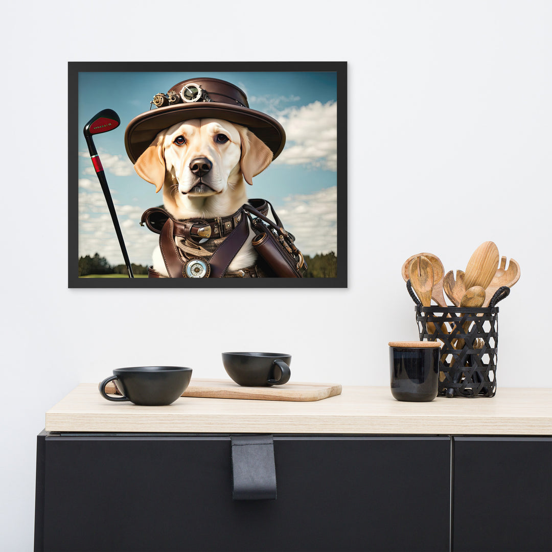 Framed photo paper poster-Labrador Retriever Golfer V20