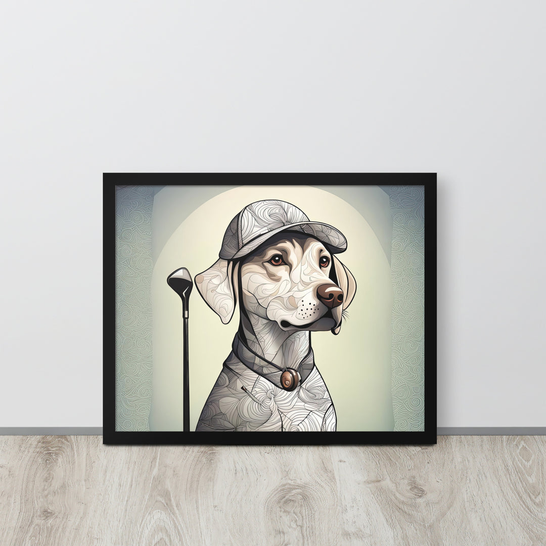 Framed photo paper poster-Labrador Retriever Golfer V22