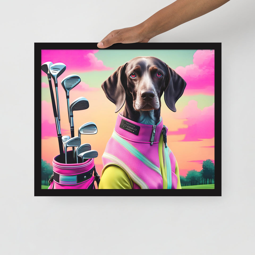 German Shorthaired Pointer Golfer- Framed photo paper poster v3