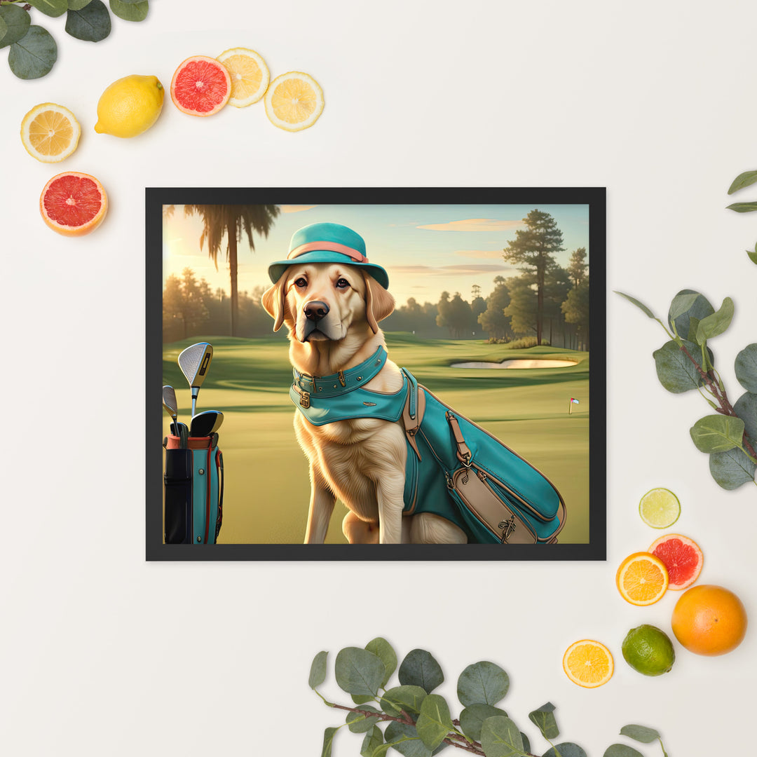 Framed photo paper poster-Labrador Retriever Golfer V12