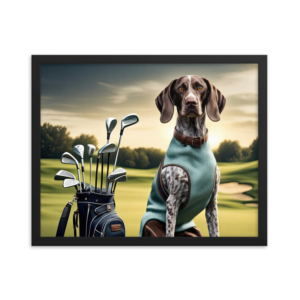 German Shorthaired Pointer Golfer- Framed photo paper poster v2