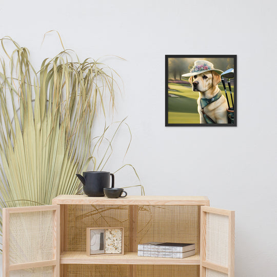 Framed photo paper poster-Labrador Retriever Golfer V5