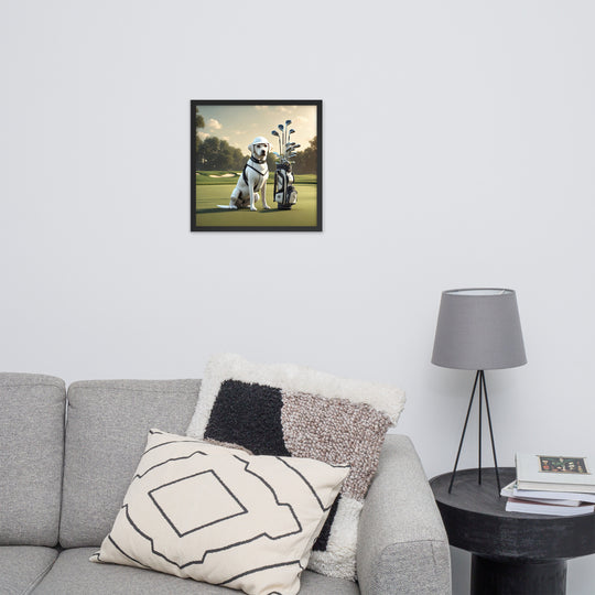 Framed photo paper poster-Labrador Retriever Golfer V6