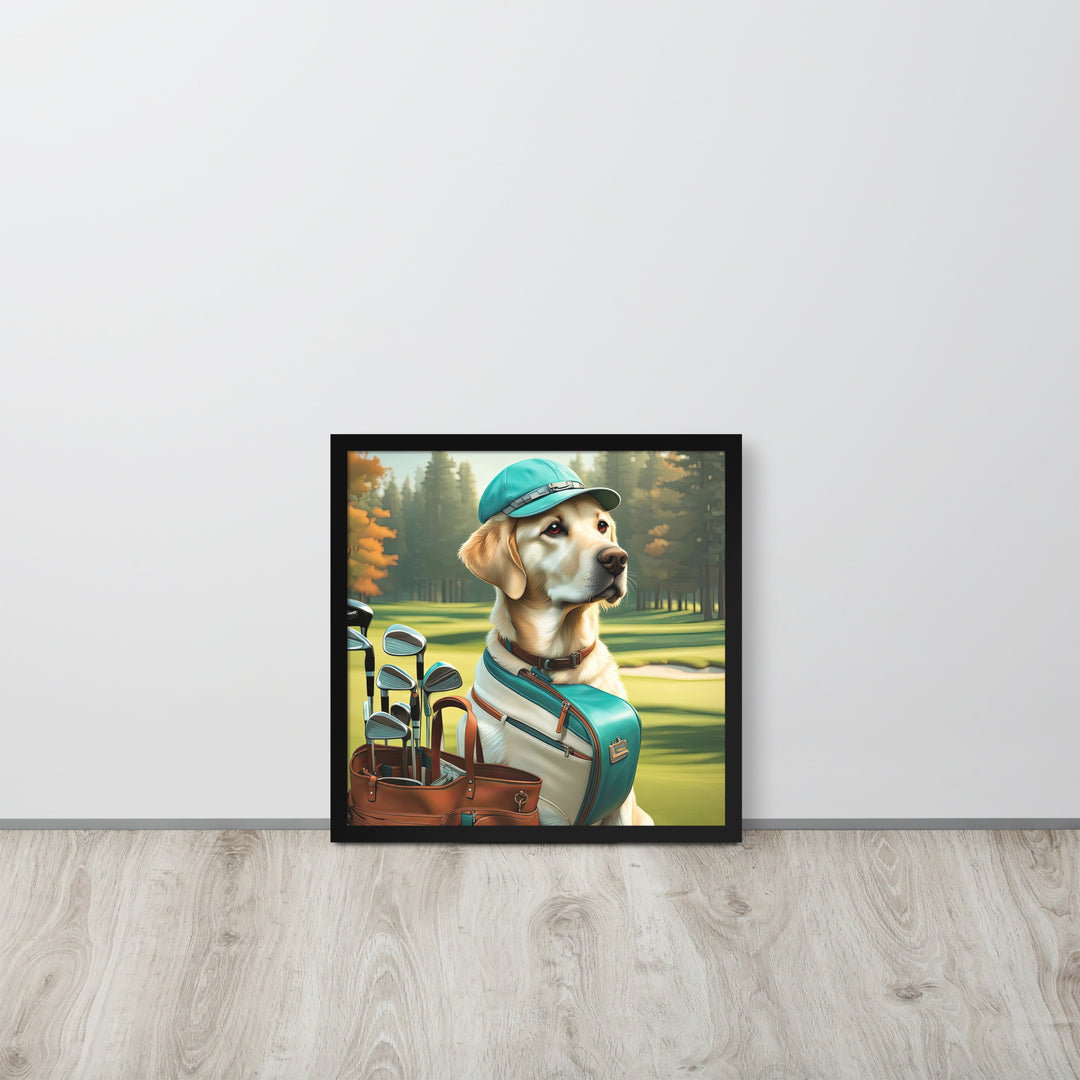 Framed photo paper poster-Labrador Retriever Golfer V10