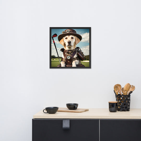 Framed photo paper poster-Labrador Retriever Golfer V20