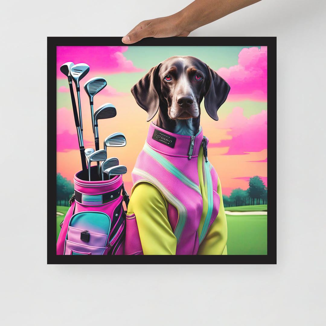 German Shorthaired Pointer Golfer- Framed photo paper poster v3