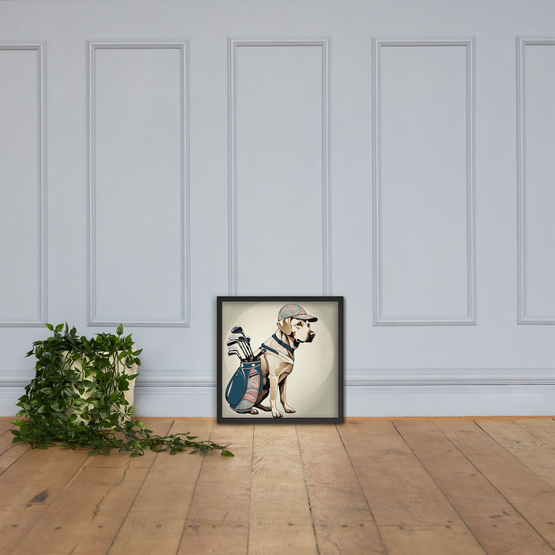 Framed photo paper poster-Labrador Retriever Golfer