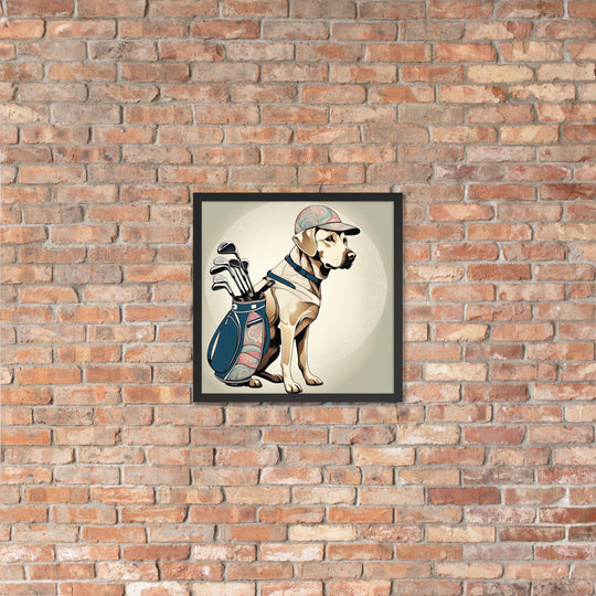 Framed photo paper poster-Labrador Retriever Golfer