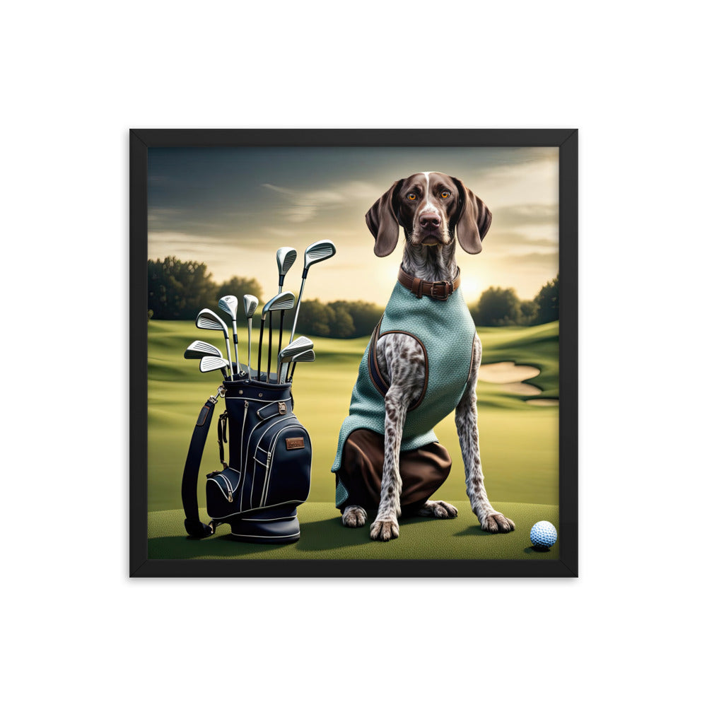 German Shorthaired Pointer Golfer- Framed photo paper poster v2