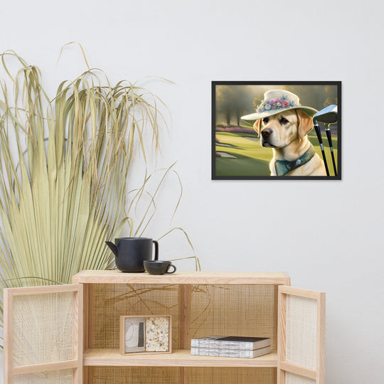 Framed photo paper poster-Labrador Retriever Golfer V5