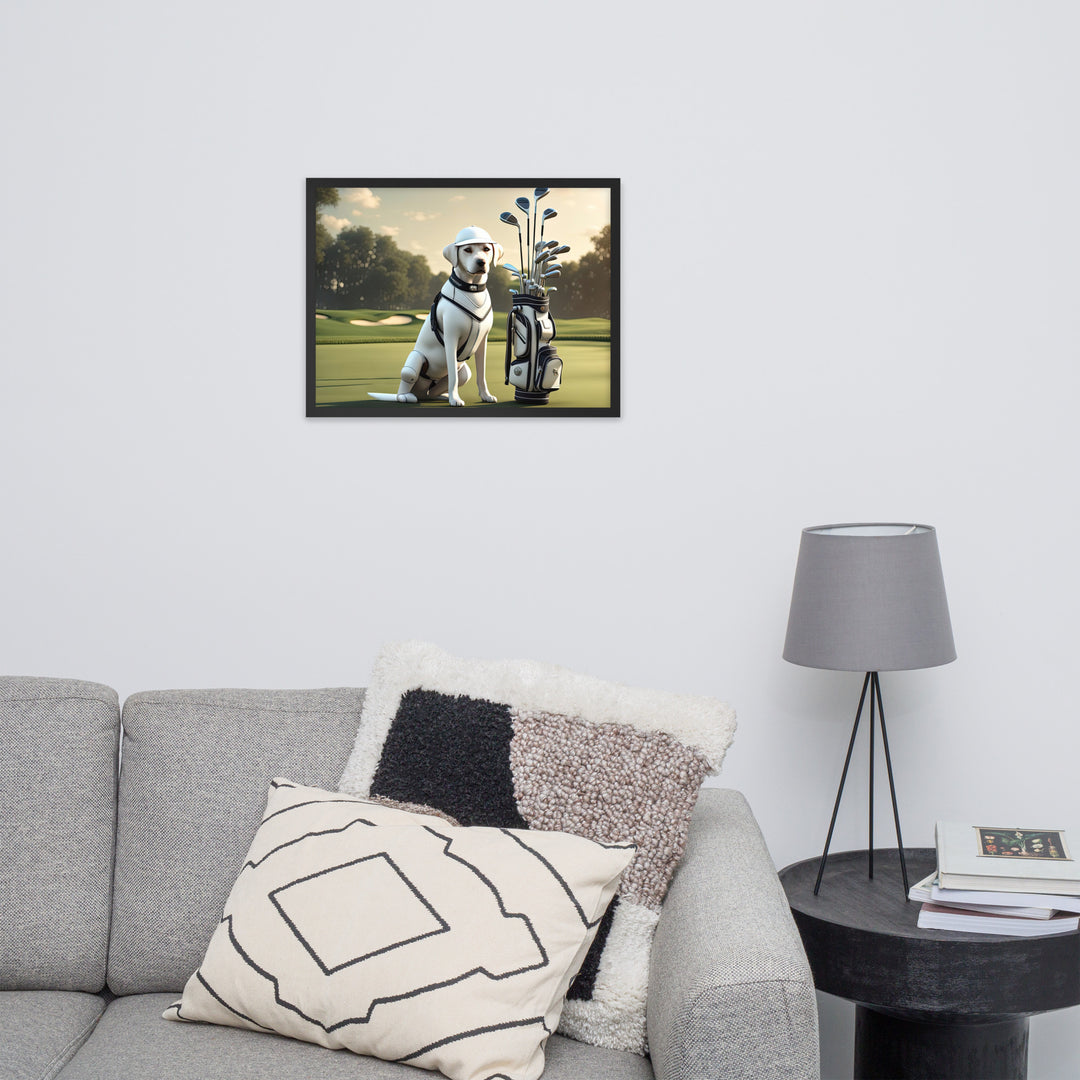 Framed photo paper poster-Labrador Retriever Golfer V6