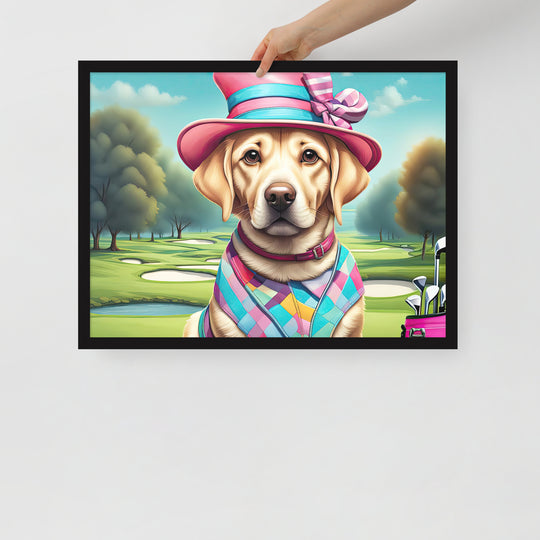 Framed photo paper poster-Labrador Retriever Golfer V9