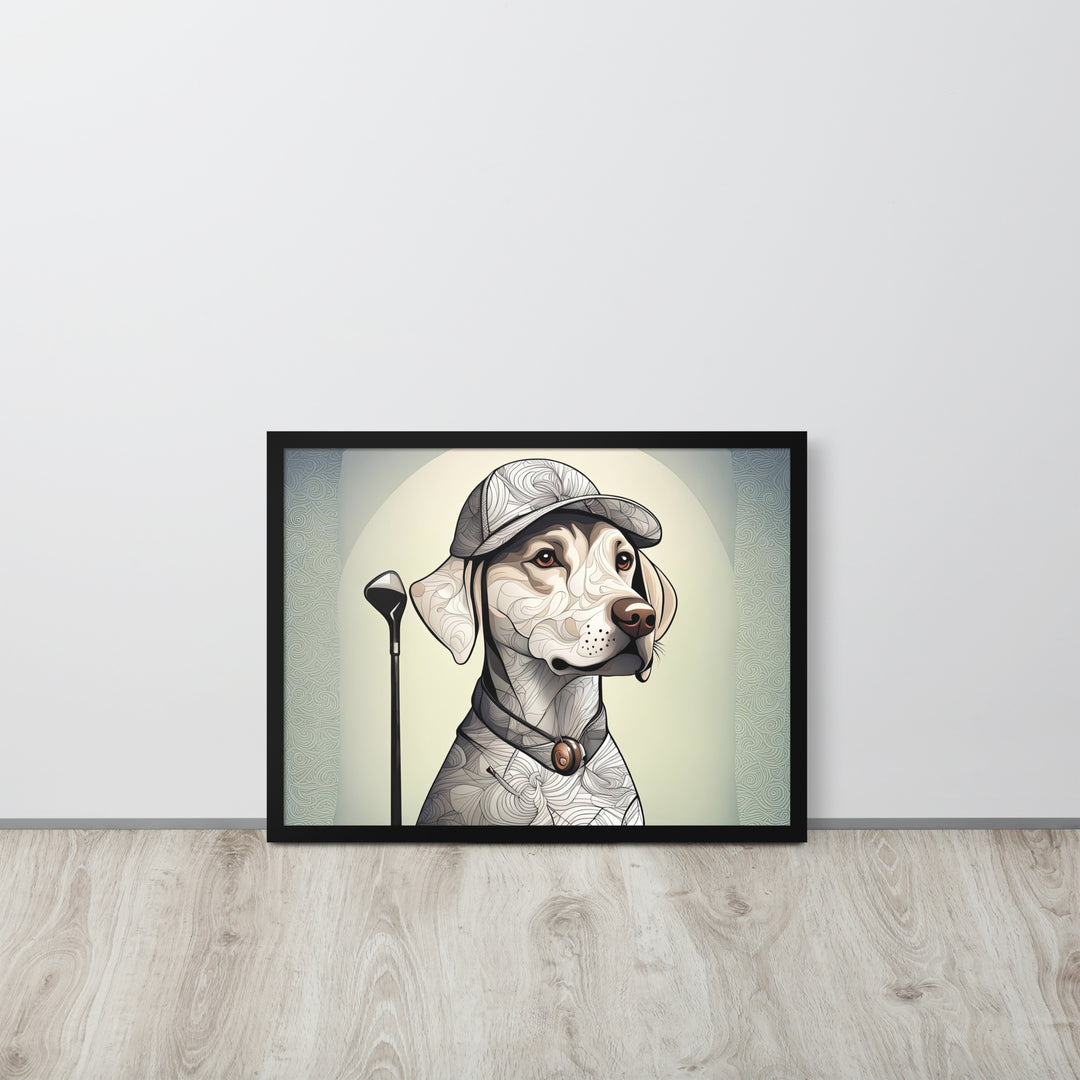 Framed photo paper poster-Labrador Retriever Golfer V22