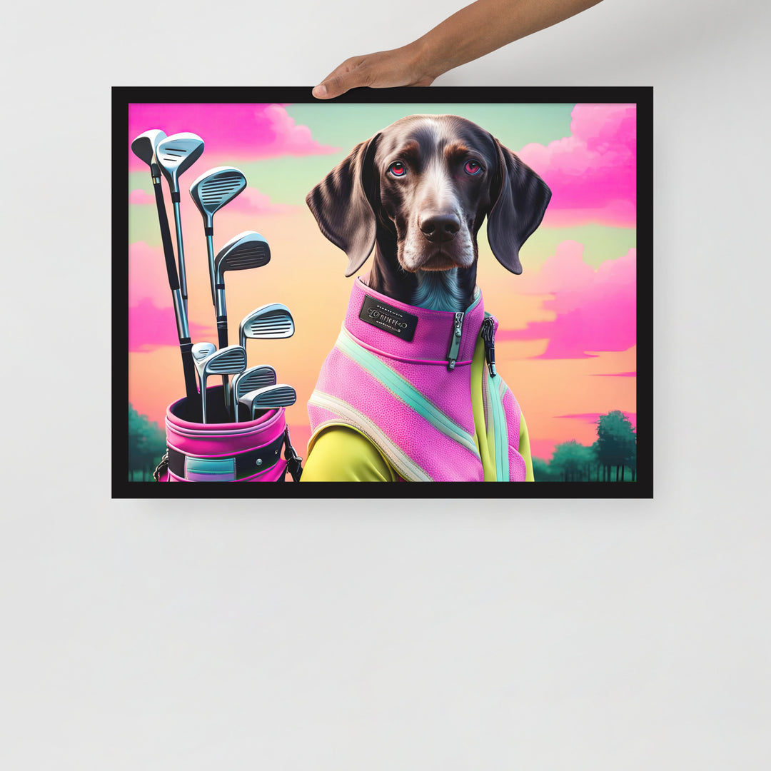 German Shorthaired Pointer Golfer- Framed photo paper poster v3