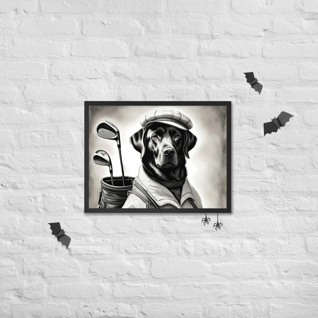 Framed photo paper poster-Labrador Retriever Golfer V11