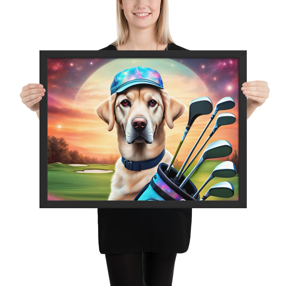 Framed photo paper poster-Labrador Retriever Golfer V12