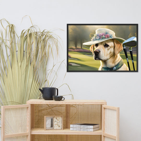 Framed photo paper poster-Labrador Retriever Golfer V5