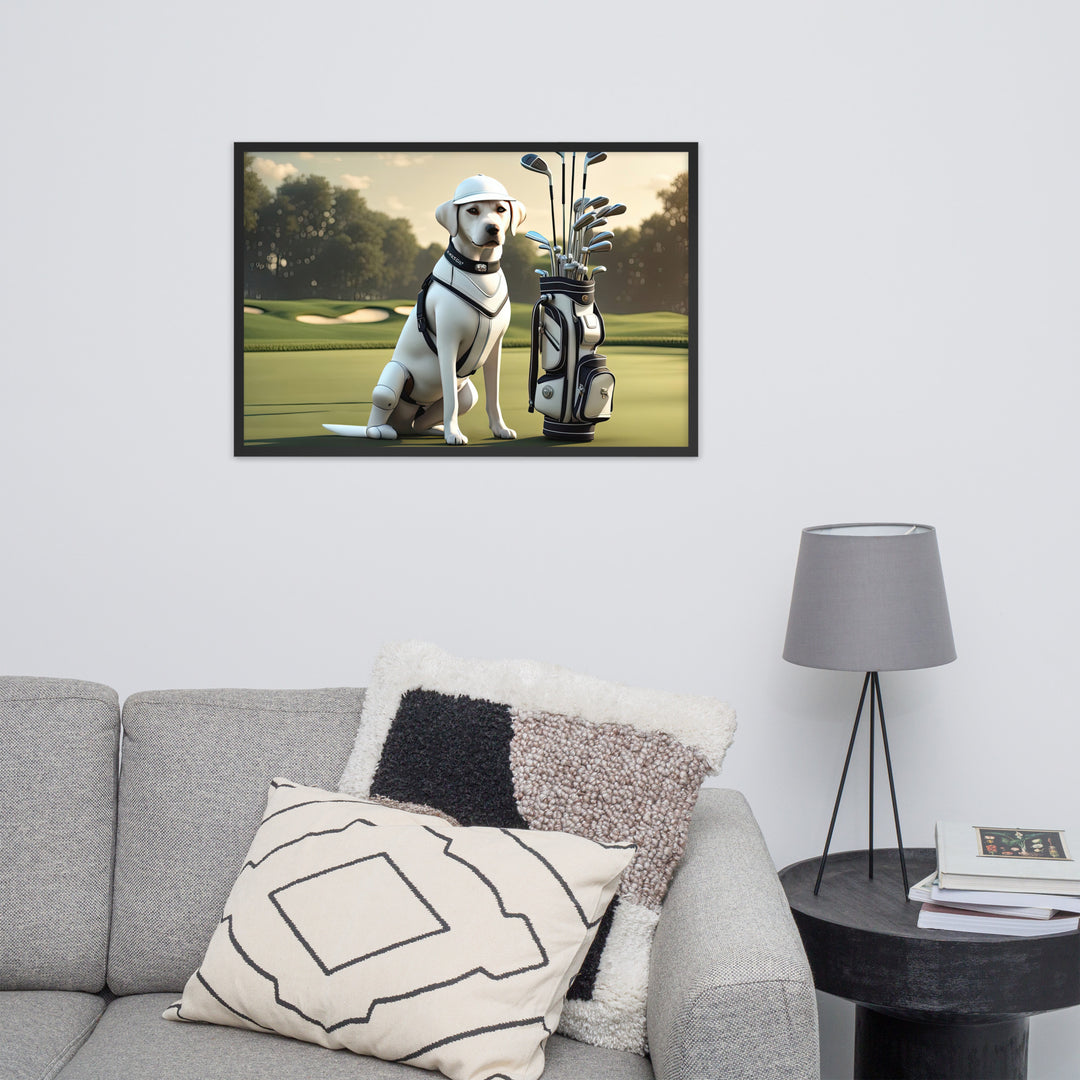 Framed photo paper poster-Labrador Retriever Golfer V6