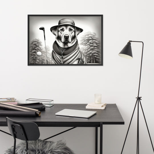 Framed photo paper poster-Labrador Retriever Golfer V7